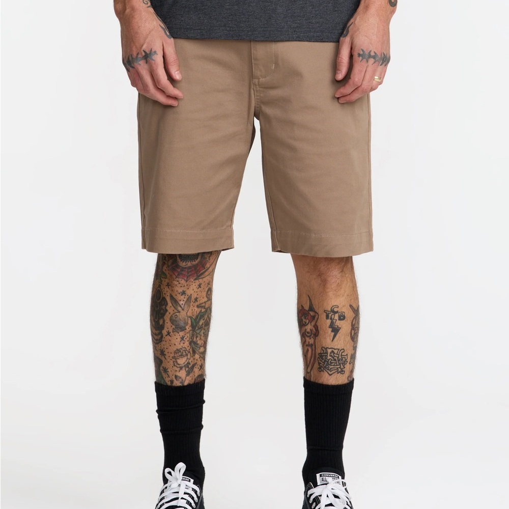 RVCA Men's Brown Flat Front Shorts